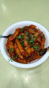 Red sauce pasta in a plate